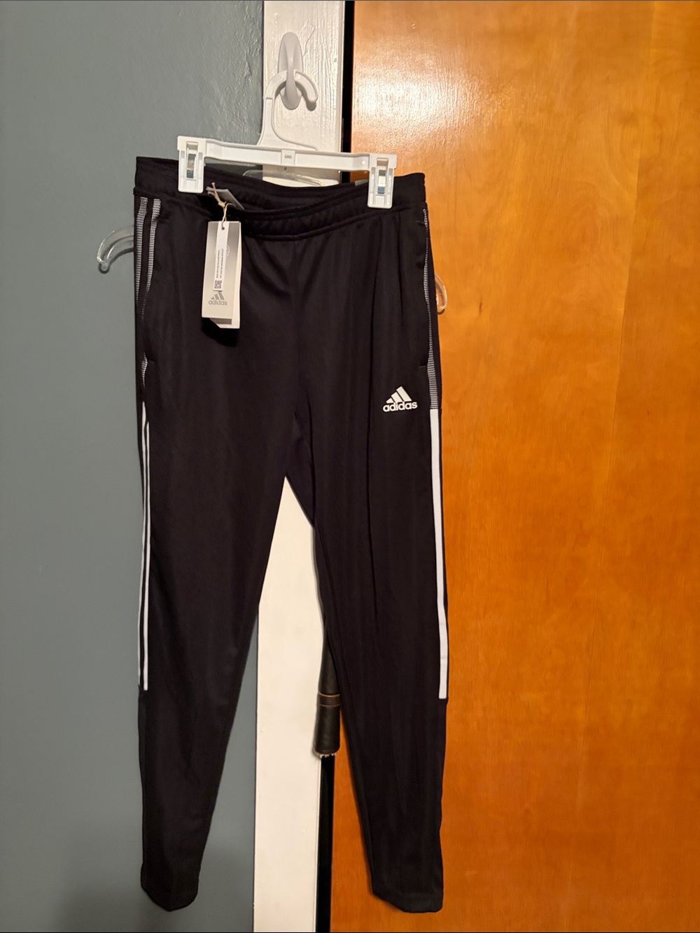adidas womens Black Jogger Pants with White Side Stripes